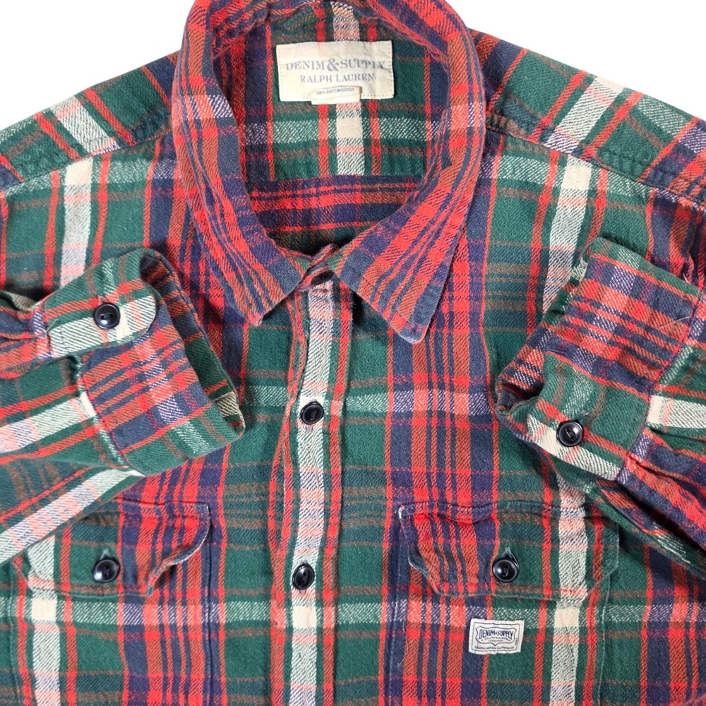Denim & Supply Ralph Lauren Men L Plaid Flannel Shirt Outdoors Lumberjack